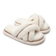 thumbnail image 1 of Zapatillas de mujer con banda cruzada, suaves y peludas, de felpa, cálidas, acogedoras, con puntera abierta, esponjosas, para el hogar, cómodas, para invierno, interiores y exteriores, transpirables, 1 of 5