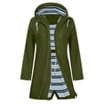 thumbnail image 6 of Dxzfnsa Raincoat Women Waterproof Long Hooded Rain Jacket Trench Coats Windbreaker Travel Jacket Plaid Drawstring Waistband Coats with Pockets S-2XL, 6 of 9