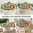 thumbnail image 7 of Colorful Rainbow Tie Dye Spiral Pattern Round Fitted Tablecloth with Elastic Edge,Dining Table Cover Waterproof,Outdoor Round Tablecloth for Camping,Dining,Indoor and Outdoor, 7 of 7