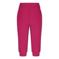 thumbnail image 3 of gbyLJF Womens Capri Pants Summer Low Rise Casual Yoga Pants Cinch Bottom Baggy Joggers with Pockets A01_Hot Pink 3XL, 3 of 6
