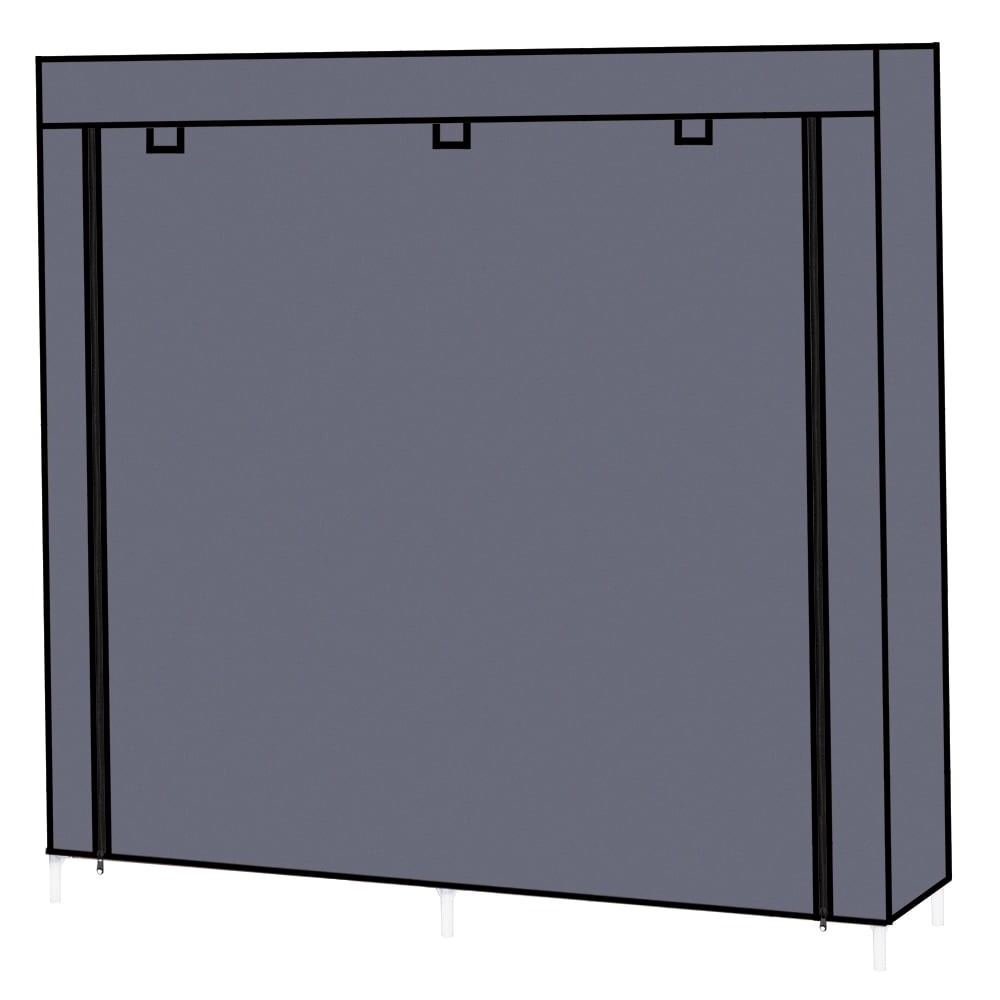 Lowestbest 64" Portable Closet Wardrobe, Storage Organizer Clothes Rack with Shelves, Gray Lowestbest 64" Portable Closet Wardrobe, Storage Organizer Clothes Rack with Shelves, Gray
