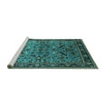 thumbnail image 2 of Ahgly Company Machine Washable Indoor Rectangle Oriental Turquoise Blue Industrial Area Rugs, 8' x 10', 2 of 4