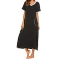 thumbnail image 5 of Hanerdun Women Nightgown Female Solid Color Midi Night Dresses Sleepwear Black XL, 5 of 5