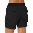 thumbnail image 4 of SLADYGLO Women Lace Up Elastic Waist Multi Pockets Rolled Hem Shorts, 4 of 5