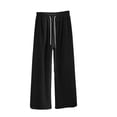 thumbnail image 2 of Vetsdori Pockets Pajamas Pants for Women Sleep Pants Pj Bottoms Holiday Sleepwear Wide Leg Elastic Waist Womens Lounge Pants Solor Color,Black, 2 of 5