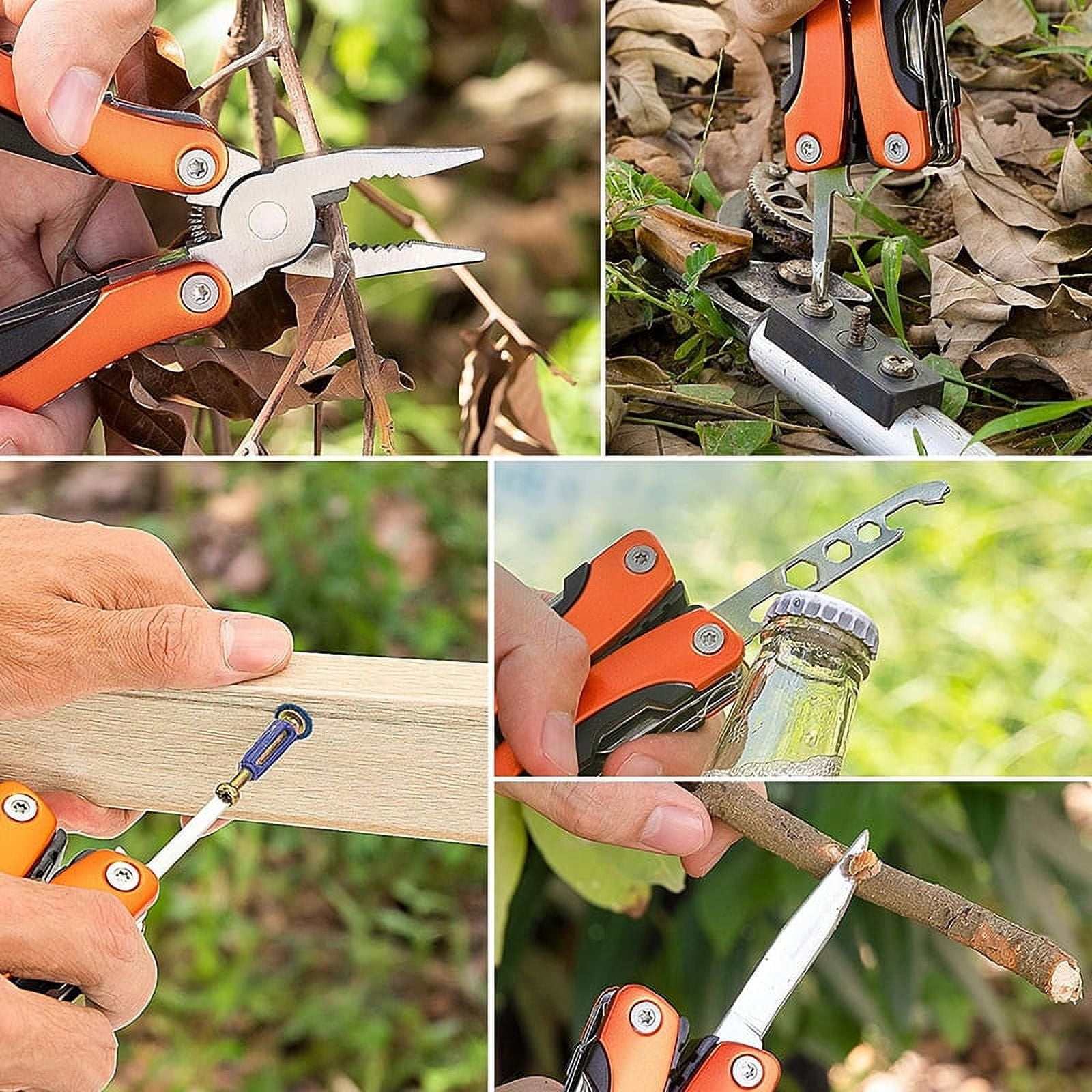 Multifunction Pliers Camping Tool Portable Pocket Multifunctional Tool Multitool Pliers Hunting Knife for Outdoor Hand Tool (Orange)