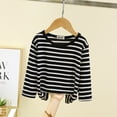 thumbnail image 5 of Girls Dress Shirt Tween Girl Clothes Girls Casual Long Sleeve T Shirts Basic Crewneck Striped Tunic Blouses Tops Kids Fall Tops Tees Black 1-2 Years, 5 of 5