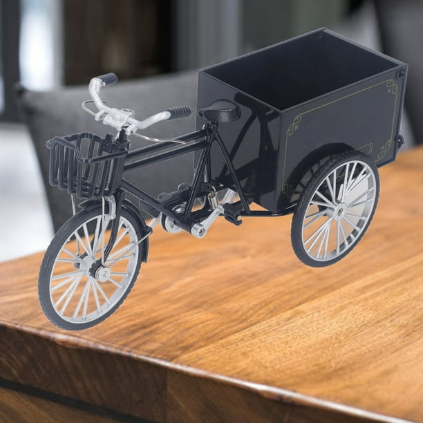Modelo de Triciclo Vintage, 9,4 x 3,1 Pulgadas, Modelo de Coche Vintage, ManualiDadadas, Estatuilla para el Hogar, Modelo de Bicicleta en miniatura, Escultura de Triciclo de