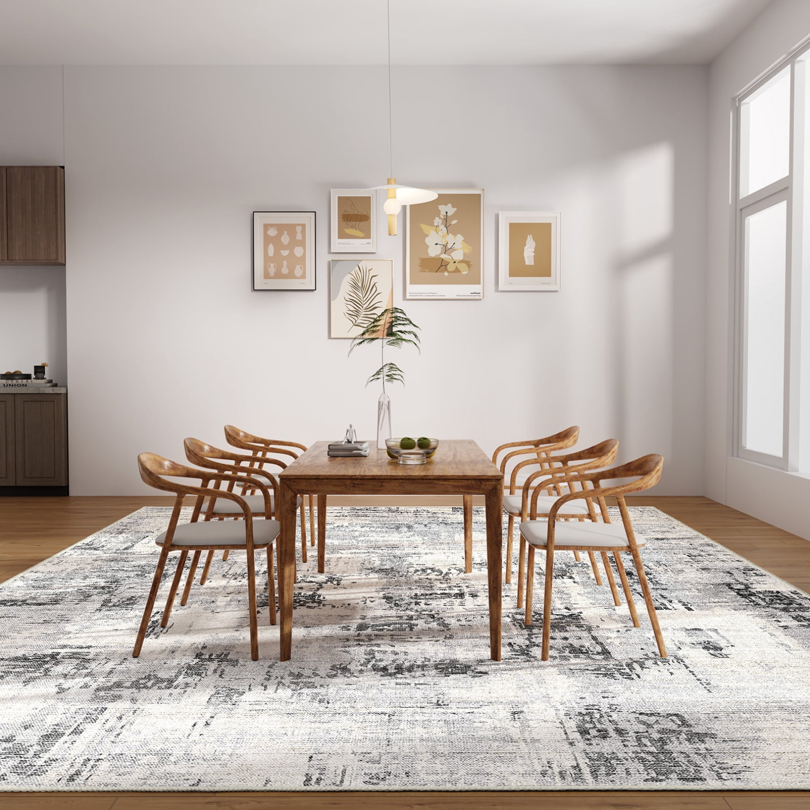 Cozylore 6'x9' Area Rugs for Living Room Distressed Abstract Machine Washable Rugs Low Pile Non Slip Carpet for Bedroom Dining Room