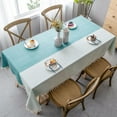 thumbnail image 4 of Cotton Linen Solid Color Tablecloth Stitching Tassel Heavy Weight Table Cover for Kitchen Dining Home Tabletop Decorations, Rectangle 55 x 118 Inch, Teal, 4 of 6