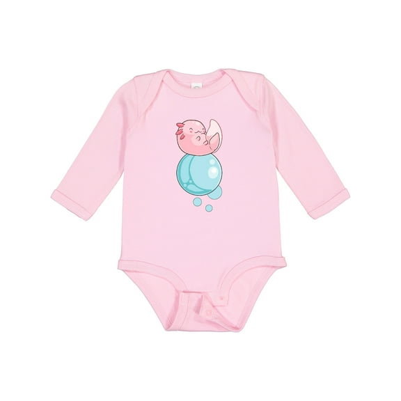 Inktastic Cute Axolotl Sitting on a Bubble Boys or Girls Long Sleeve Baby Bodysuit