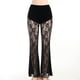 thumbnail image 1 of Pantalones casuales de verano negros puros, sexys, nuevos, con encaje, pantalones de malla transparente para mujer, 1 of 6