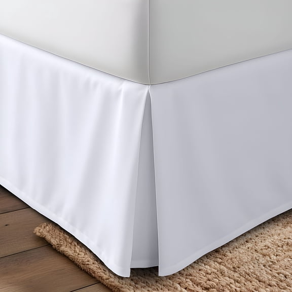 AUQ King Bed Skirt-Soft Quadruple Pleated Ruffle-Easy Fit with 16 Inch Tailored Drop-Shrinkage and Fade Resistant (King,White)
