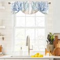 thumbnail image 4 of Tie Up Valances for Windows, Blue Teal Coral Adjustable Valance Curtains Window Treatment for Living Room/Bedroom Windows, Watercolor Coastal Summer Rod Pocket Kitchen Curtains & Drapes 42x18 Inch, 4 of 9
