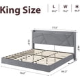 thumbnail image 2 of King Size Floating Bed Frame with RGB LED Lights and Charging Station, Upholstered Platform Bed with Storage Headboard and Button Tufted Design, No Box Spring Needed, Grey, 2 of 8