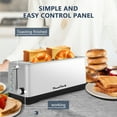 thumbnail image 3 of 4-Slice Toaster, Extra Wide Long Slot Toaster, 6 Browning Settings, Bagel/Defrost/Reheat Functions, Removable Crumb Tray, Stainless Steel Housing 1350W, Silver, 3 of 7