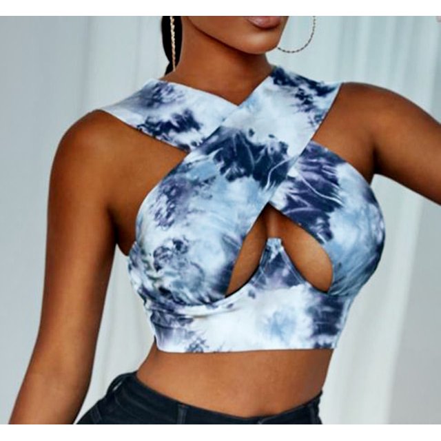 Camisetas sin mangas entrecruzadas para mujer, Tops sexis sin mangas con recortes de Color sólido en la parte delantera, ropa de calle para fiestas y discotecas, Tops con corpiño para mujer de verano Tan Jianjun unisex