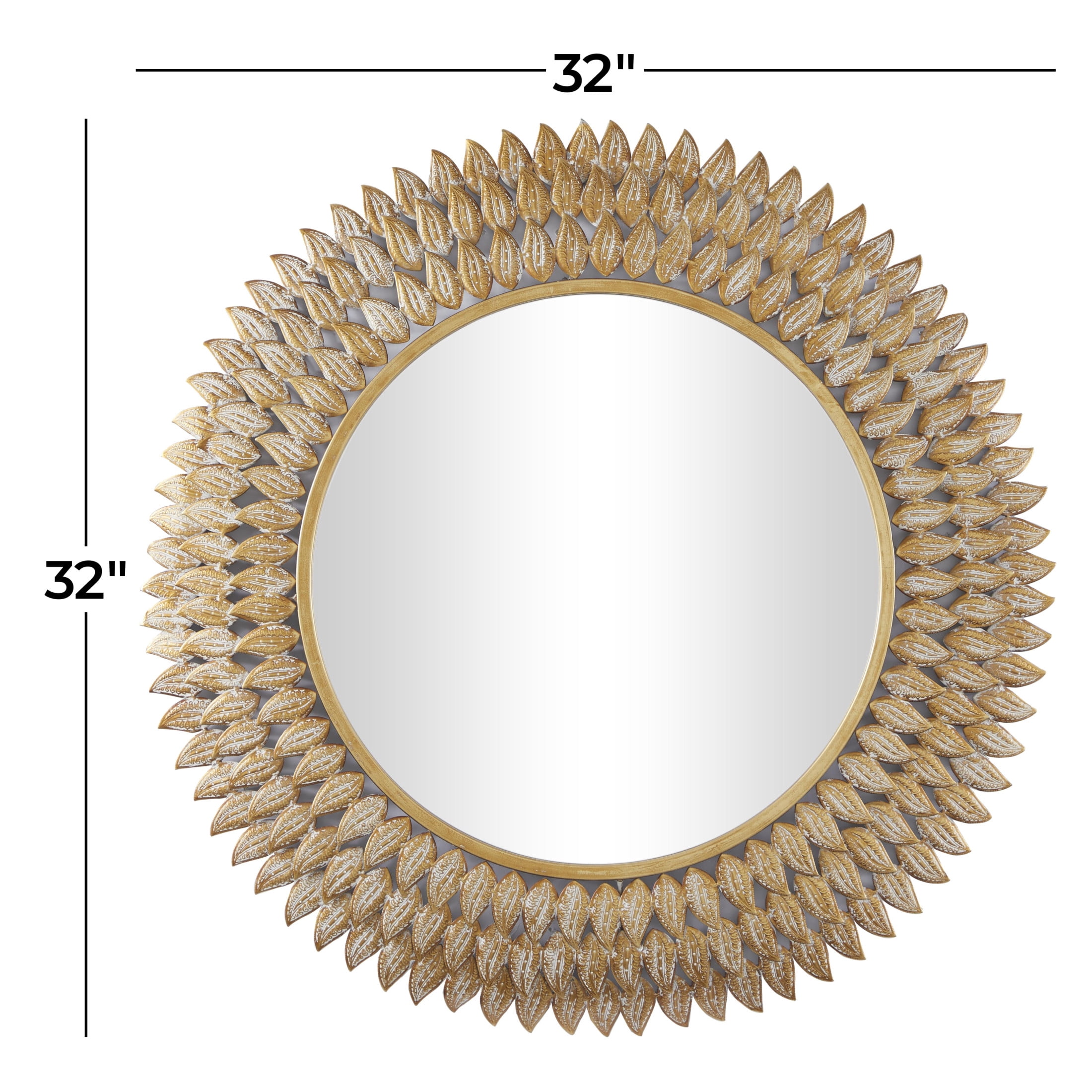 DecMode 32" x 32" Gold Radial Leaf Wall Mirror
