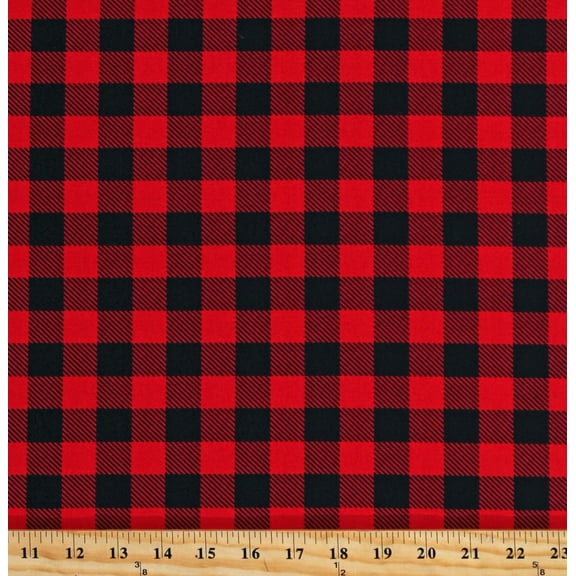 Canvas Red & Black Buffalo Plaid 3/4" Squares Cabin Cottage Home Decor 58" Wide Cotton Decorator Weight Fabric by the Yard (D791.52)