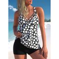 thumbnail image 3 of Trajes de baño Tankini de dos piezas Escote en V Crossover Impresión digital Traje de baño de dos piezas para mujeres para fiestas en la playa Blanco S, 3 of 6