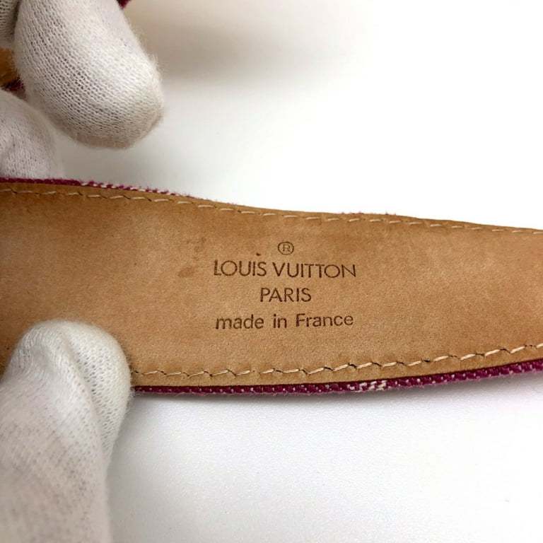 Authenticated Used LOUIS VUITTON Louis Vuitton Belt M6925W Monogram Denim  Pink Gold Metal Fittings Leather Women's 