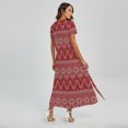 thumbnail image 2 of Christmas Festive Knitted Pattern Printed Short Sleeve Maxi Dress, Jesus Christian Fashion Summer Maxi Dress For Women, 2 of 4