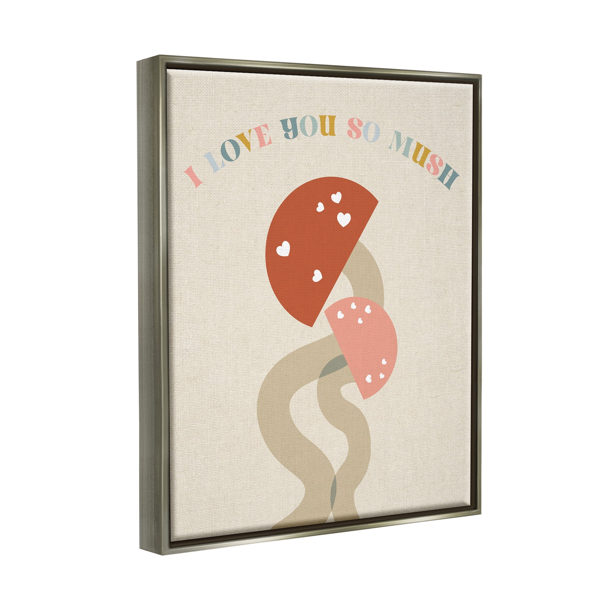 Stupell Industries Love you So Mush Botanical & Floral Painting Gray Floater Framed Canvas Art Print Wall Art, 17 x 21