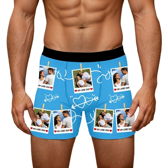 Wxolcjlv Mens Boxer Briefs DIY Funny Print Valentine's Day Underwear Stylish Elastic Boxer Shorts Men's Novelty Gifts