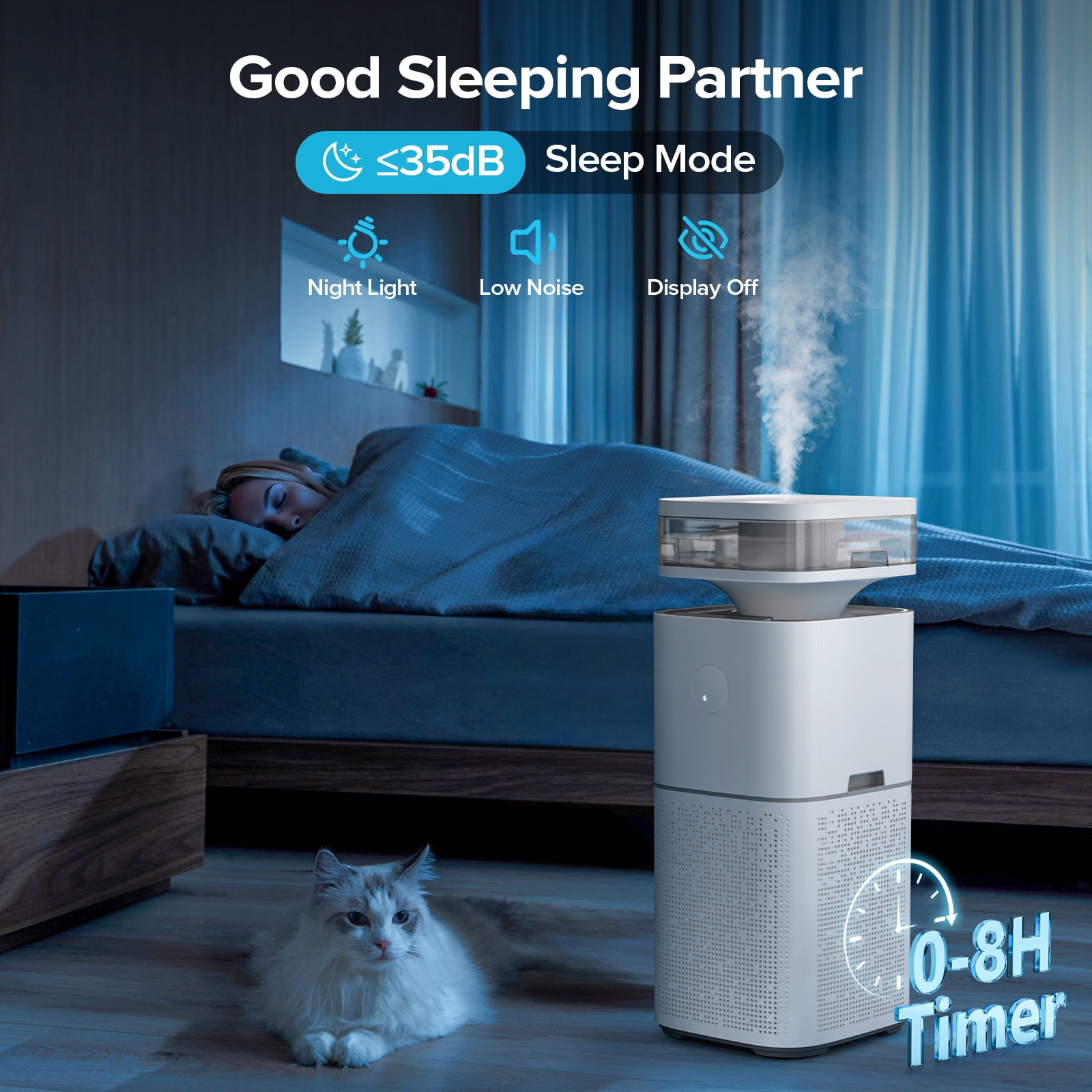 KISSAIR Air Purifier with Humidifier(CARB), H13 True HEPA Filte Air Cleaner, Max Room Capacity 2676 Sq.ft