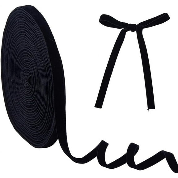 12.5 Yards Double Face Velvet Ribbon for Bow Making Gift Wrapping Black 3/8 inch(10mm)