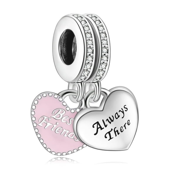 925 Sterling Silver Charm for Bracelets Best Friends Double Pieces Dangle Charms Women Bracelet Charm