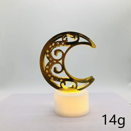 

Home Decor 2PC Ramadan Decorations Lantern Lights Plastic Moon Shaped Mubarak Crafts LED Night Light Table Gift Party Festival