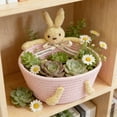 thumbnail image 7 of Hvmvliv Easter Basket Handmade Woven Storage Basket with Bunny Design, Cotton Desktop Organizer for Toys, Entrance & Home Decor Pink, 7 of 7