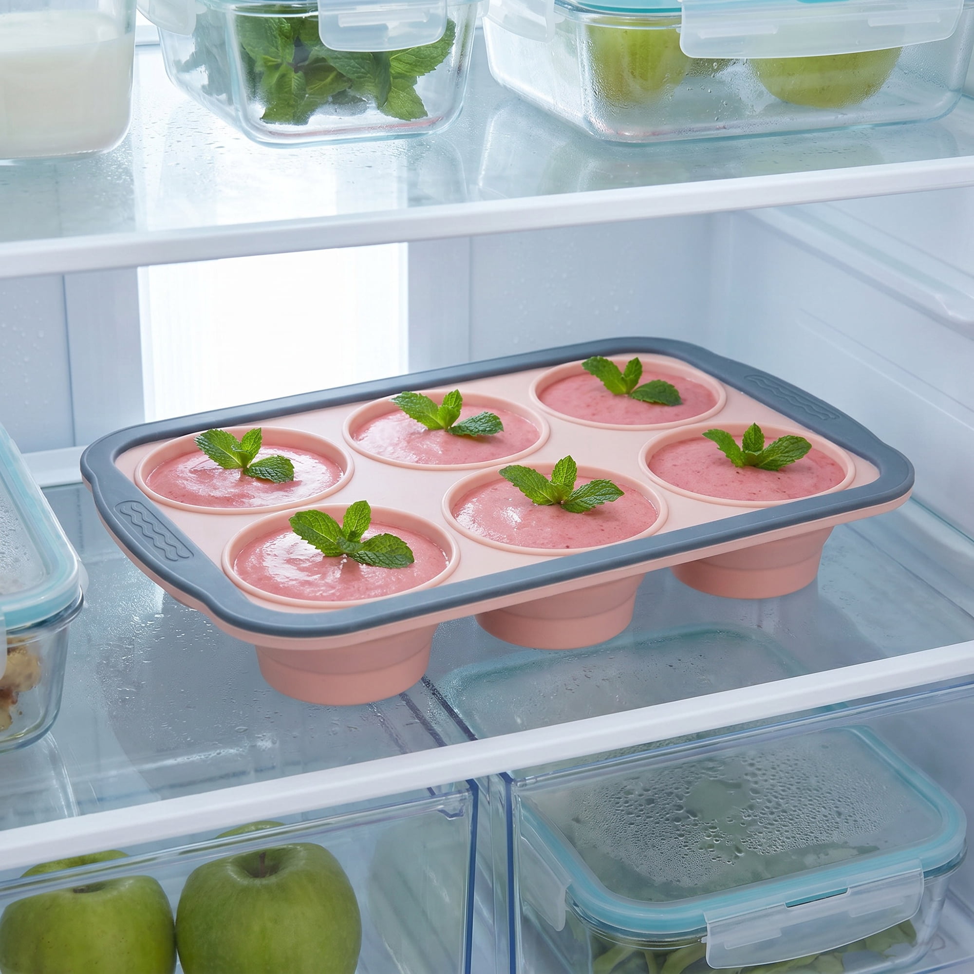 Unique Bargains 12-Cup Nonstick Silicone Muffin-Pan with Steel Rim Pink 10.2"x6.9"x1.3"