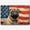 Akita, variant on Airedale Terrier Dog with American Flag Canvas Wall Art Dog Pictures for Wall Decor Red White Blue Flag of USA Patriotic Painting Print for Living Room Bedroom Office Ready to Hang