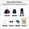thumbnail image 4 of Boys'Formal Suit Set,with Suspenders,Double Vents,Adjustable Waist，Navy,3T, 4 of 8