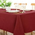 thumbnail image 3 of Hiasan Christmas Tablecloth, Soft Polyester Faux Linen Tablecloth for Rectangle Table, Spill-proof Wrinkle Resistant (52x70 inch, Red), 3 of 8