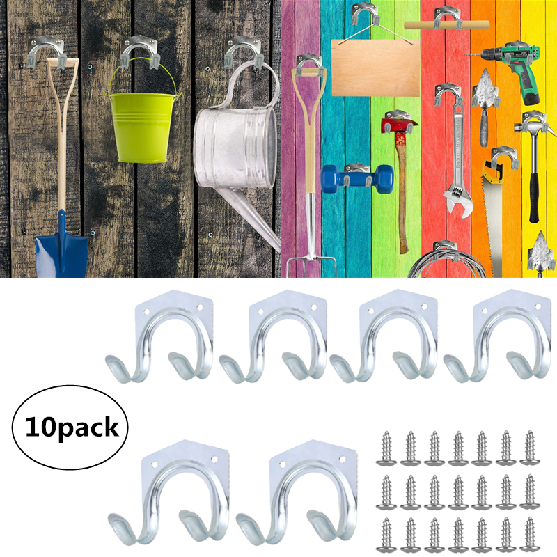 Tool Hanger Hooks Set, Wall Mounted Double Tool Storage Hooks Brackets