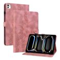 thumbnail image 2 of FJLBDE Case for iPad Pro 11 Inch (M4 2024/M5 2025), Embossed Flower PU Leather Flip Wallet Folio Stand Cover, Pink, 2 of 7