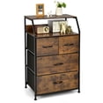 thumbnail image 1 of Gymax Commode 4 Tiroirs Haute Large Unité de Rangement avec Dessus en Bois Bacs en Tissu, 1 of 10