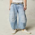 thumbnail image 3 of QJUHUNG Women  Loose Jeans Solid Color Mid-Rise Barrel Denim Pants, 3 of 6