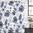 thumbnail image 3 of Navy Blue Coastal Waterproof Fabric Shower Curtain,Coral Shell Summer Beach Nautical Waterproof Fabric Shower Curtain for Bathroom Curtains Bathtubs Hotel Shower Curtains with 12 Hooks Stall 54x78in, 3 of 8