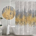 thumbnail image 5 of Yellow Grey Abstract Shower Curtain, Waterproof Shower Curtains for Bathroom, Gradient Geometric Graffiti Modern Art Washable Fabric Bathtub Curtain Set Bath Decor with 12 Hooks Extra Long 72"x96", 5 of 8