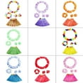 thumbnail image 3 of Kids Hawaiian Grass Lei Skirt Flower Wristband Garland Fancy Costume Suit, 3 of 4