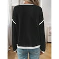 thumbnail image 6 of Women'S 2025 Fall Crew Neck Long Sleeve Oversized Color Block Sweaters Ribbed Knit Side Slit Pullover Black & Gray M, 6 of 7
