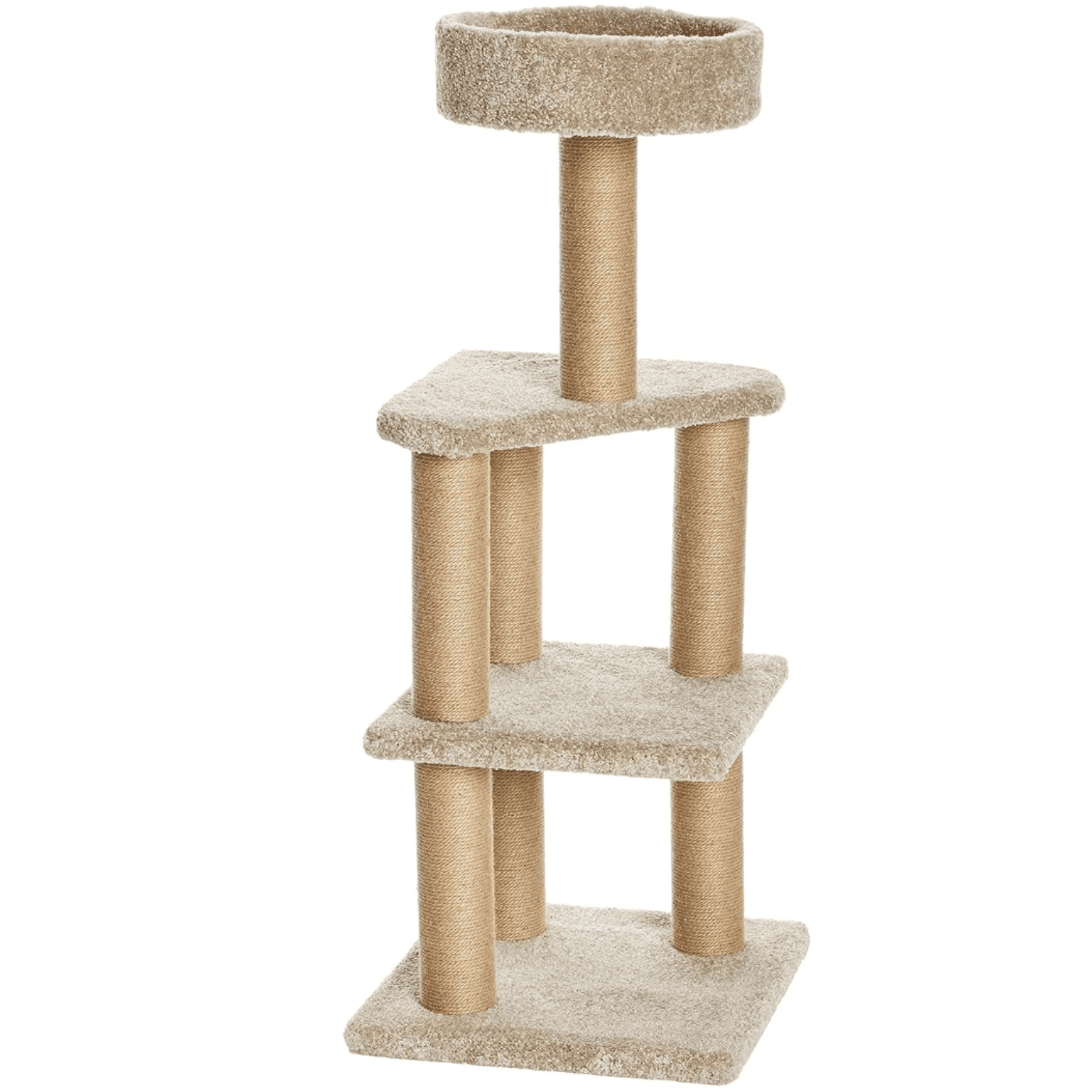 Multi-Level Climbing Activity Center for Indoor Cats & Kittens with Scratching Posts, Platform, Jute Rope, Large (45.9"H), Beige
