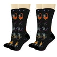 thumbnail image 1 of ThisWear Cat Mom Cat Dad Gifts Cat Astronaut Socks Cat Crew Socks Cat Lover Socks 2-Pairs Novelty Crew Socks, 1 of 5