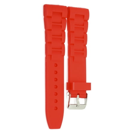 24MM RED RUBBER SILICONE WIDE LINK WATCH BAND STRAP FITS FOSSIL NATE