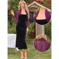 thumbnail image 2 of DARING DIVA Women's Mesh Coverup Open Front Long Sleeve Satin Shrug L Purple, 2 of 6