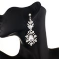 thumbnail image 2 of 1 Pair Women Earrings Hollow Out Rhinestone Decor Lightweight Hanging Earrings Long Dangle Earrings Prom Party Dating Ear Jewelry -White, 2 of 8